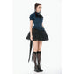 Dark in Love Gothic Academy-Striped Puff-Sleeve Blouse