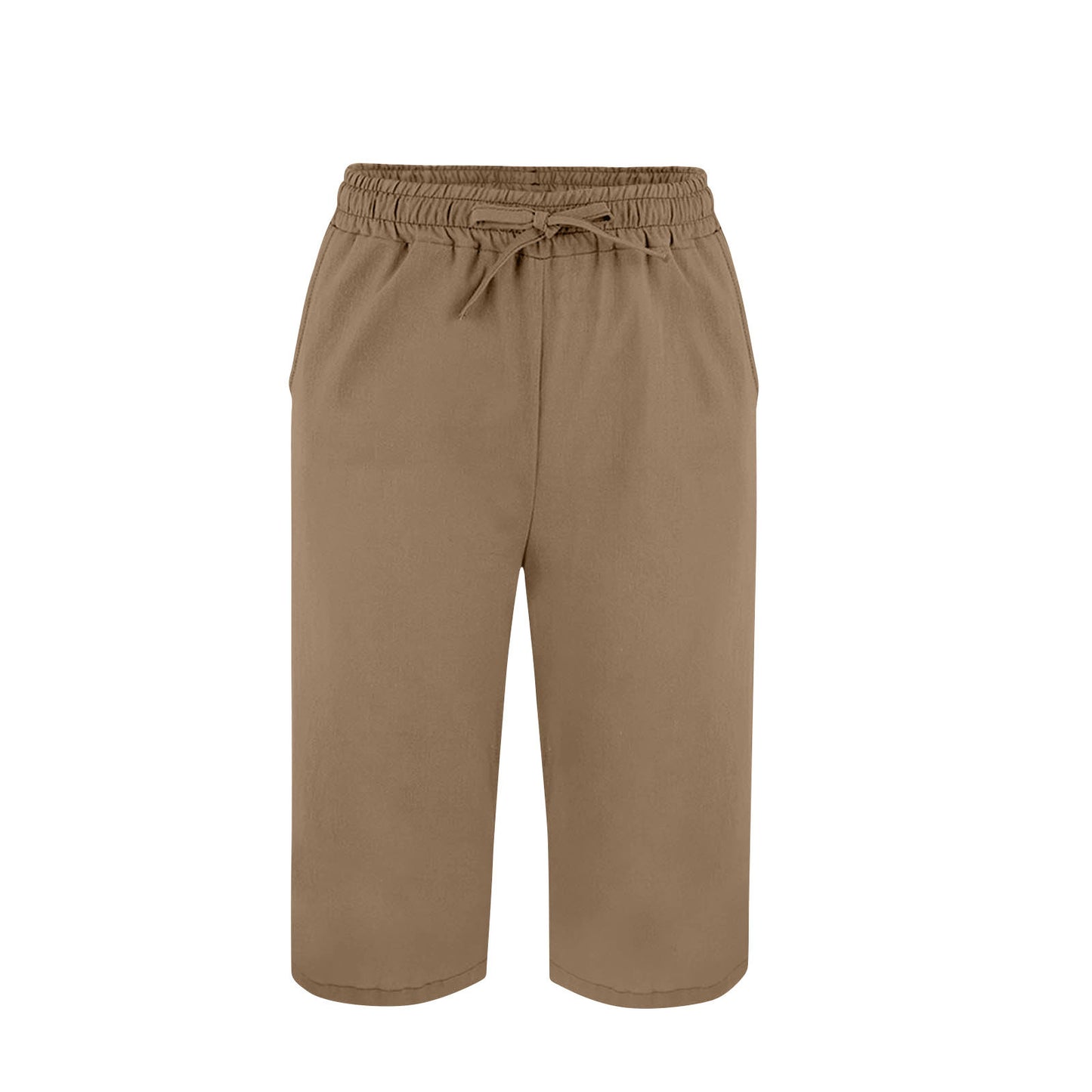 Women's Split Mid-Length Capri Shorts, Summer Casual Elastic Waist, Plus Sizes