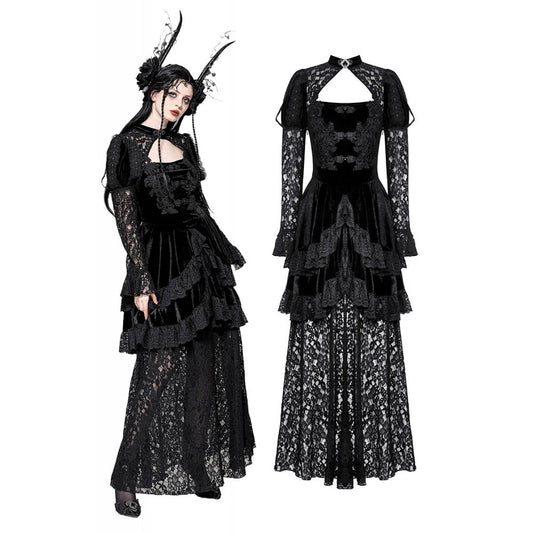 Dark in Love Onyx Romantic Gothic Velvet Lace Princess Gown