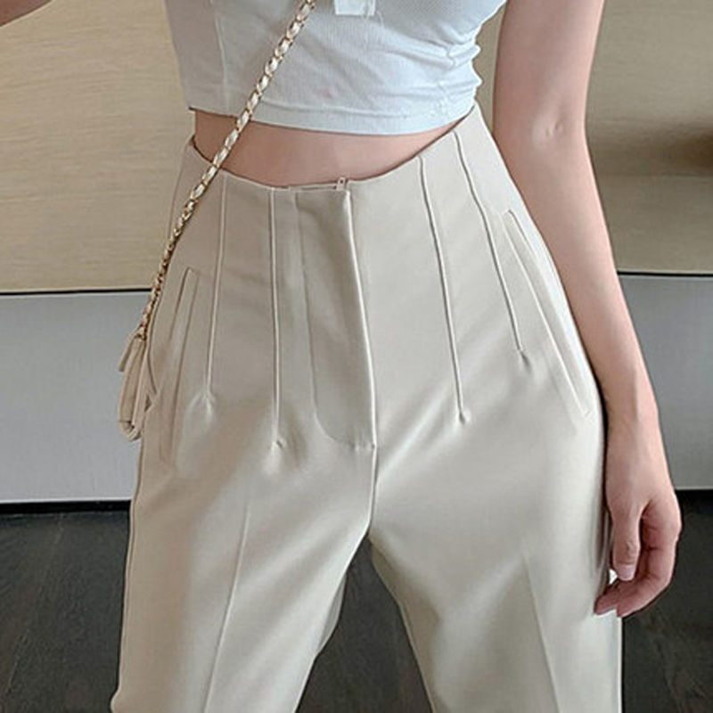 Vireous Women's Thin and Slim High-Waisted Pants