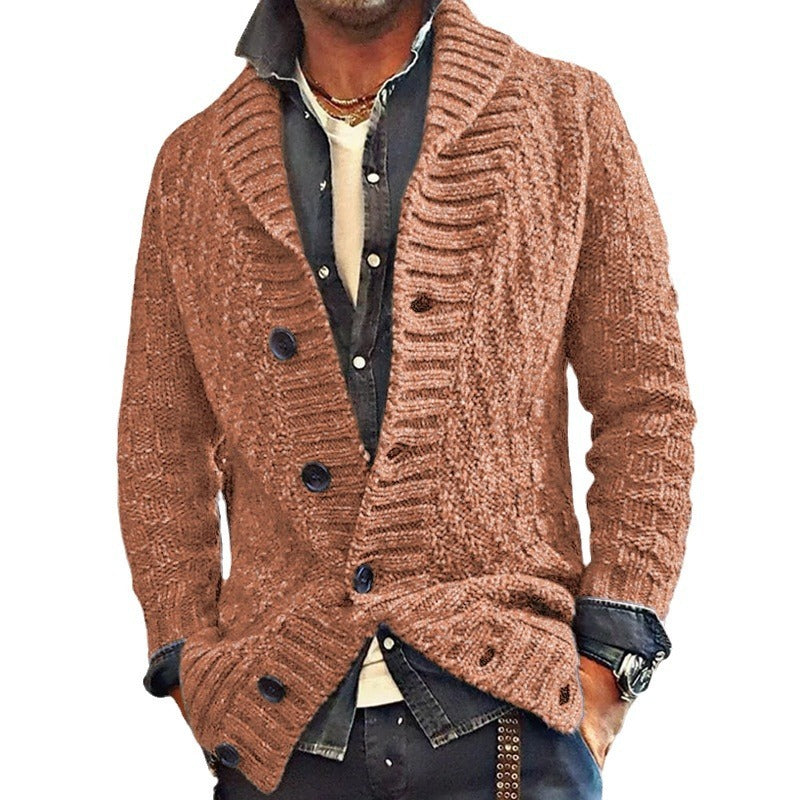 Men's Long-Sleeve Thick Needlepoint Sweater