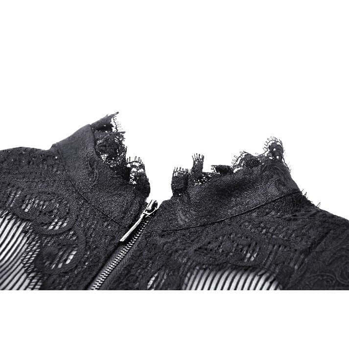 Dark in Love Felicity Gothic Lacy Zip-Up Tailcoat Shirt