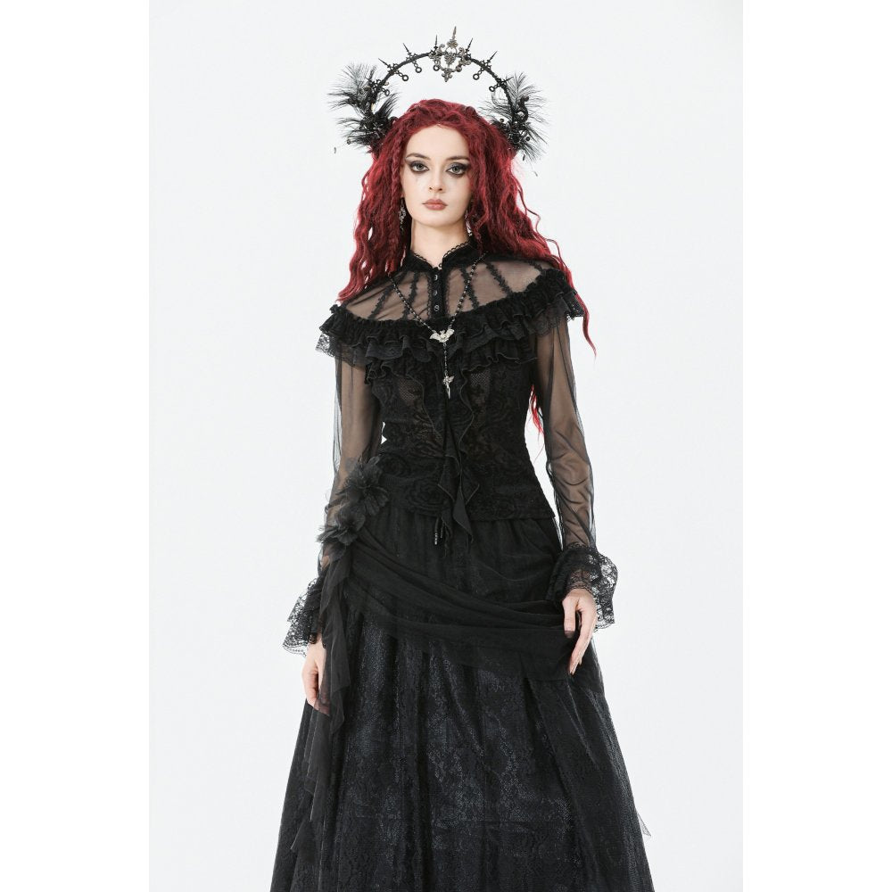 Dark in Love Seraphina Gothic Blouse, Layered Lace Cuffs