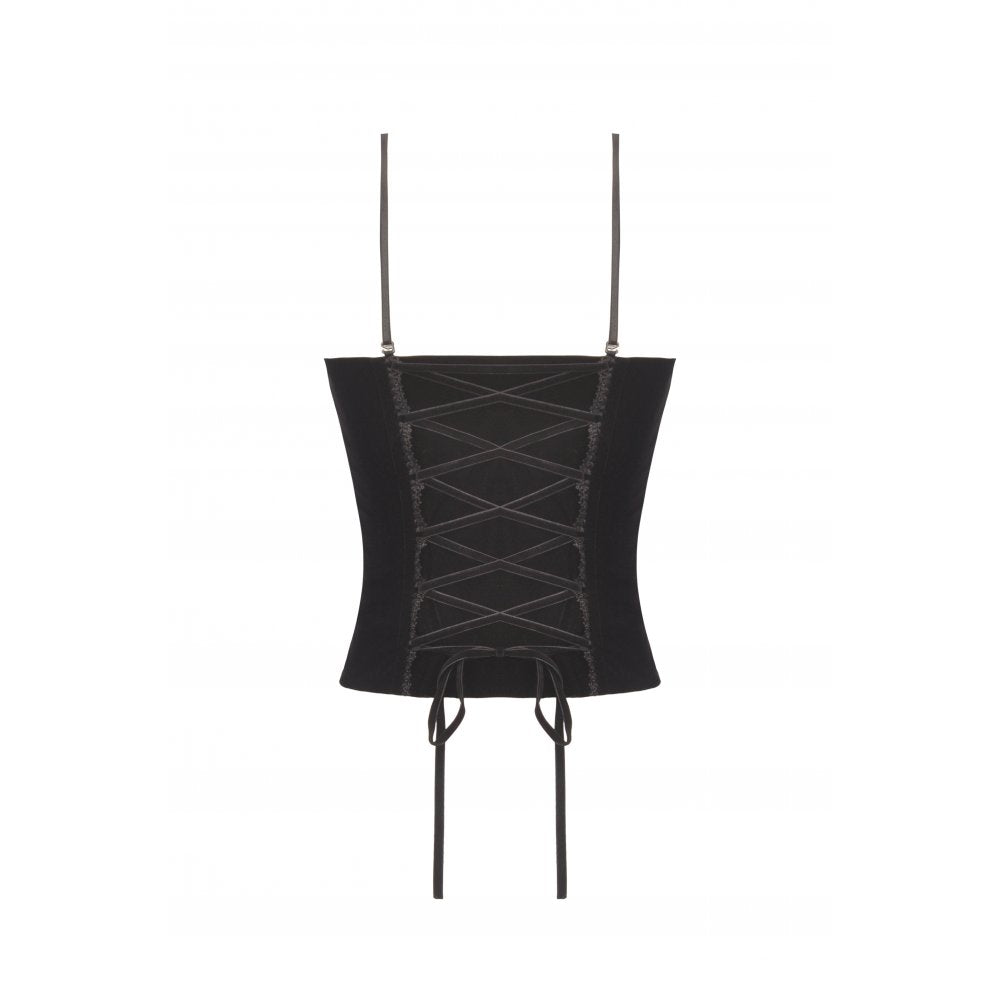 Dark in Love Morrigan Velvet and Lace Chain-Detail Bodysuit