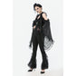Dark in Love Goth Flare Leggings with Lace Frills