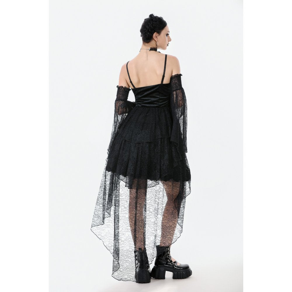 Dark in Love Seraphine Black Lace Ruffle Arm Warmer Sleeves
