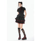 Dark in Love Black Crimson Gothic Tiered Skirt