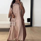 Graduated Colour Silk Satin Evening Gown, Long Sleeve Lightweight Maxi Dress