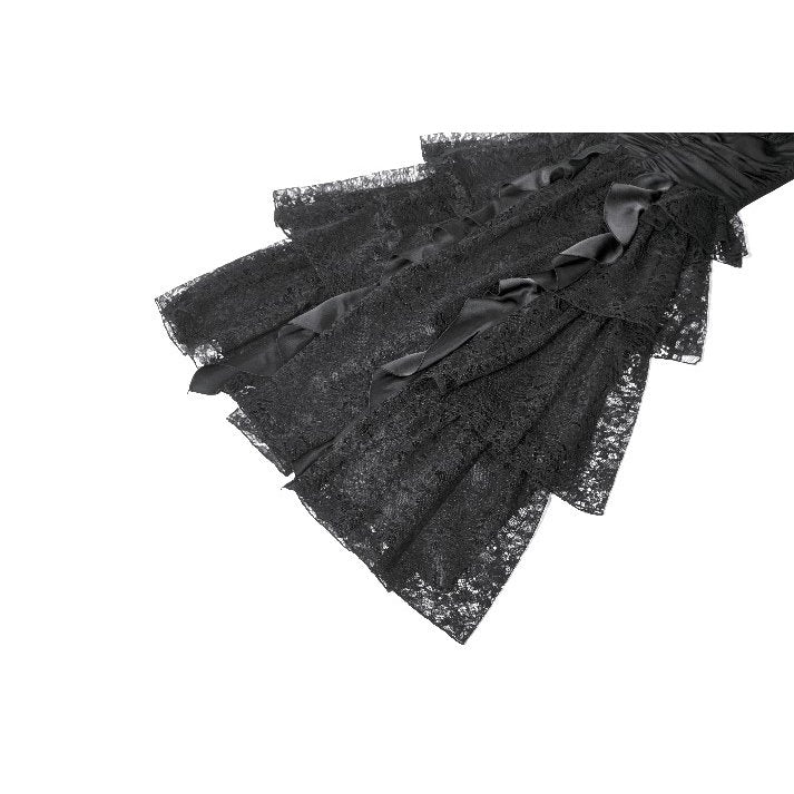 Dark in Love Gothic Satin Lace Tiered Dress
