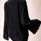 Women's Round Neck Loose Fit Bell-Sleeve Casual Ribbed Top