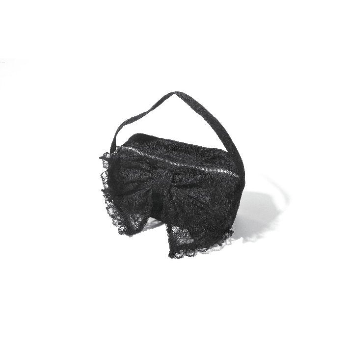 Dark In Love Victoria Black Lace Bow Mini Handbag