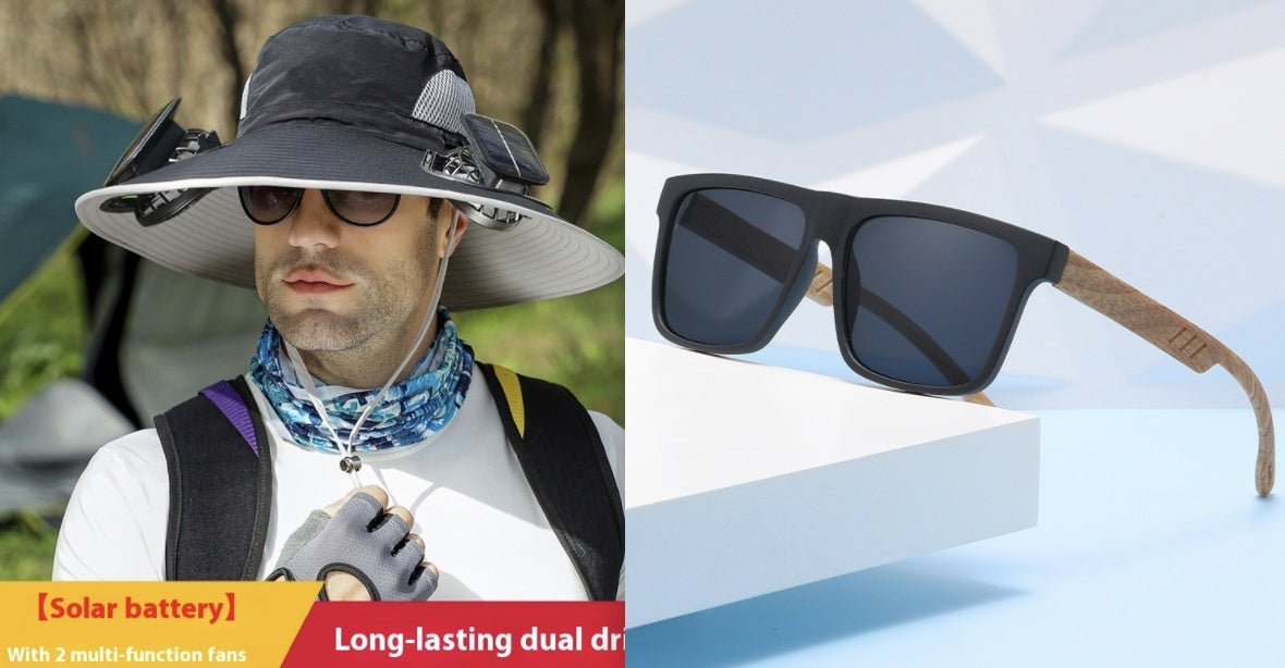 Outdoor Wide-Brim Sun Hat with USB Charging, Solar-Powered Cooling