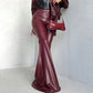Leather Stitched Tight 1970s Style Ultra-Flared Pants