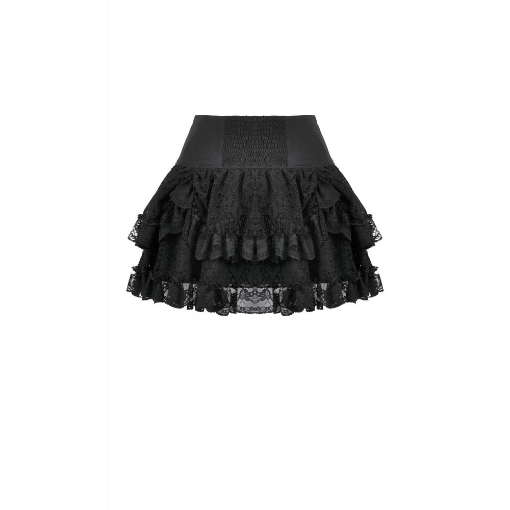 Dark in Love Punk Eyelet Lace-Layered Mini Skirt