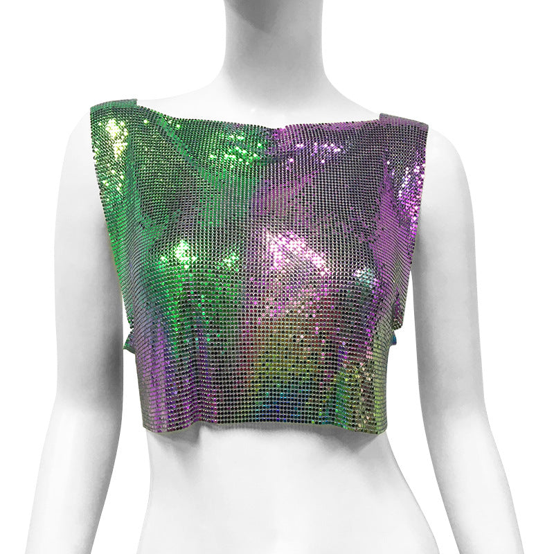 Women's Sequin Top, Sweet and Spicy Style Cropped Vest