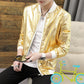 Men's Baggy Glossy Bomber Jacket, Singer Performance Wear