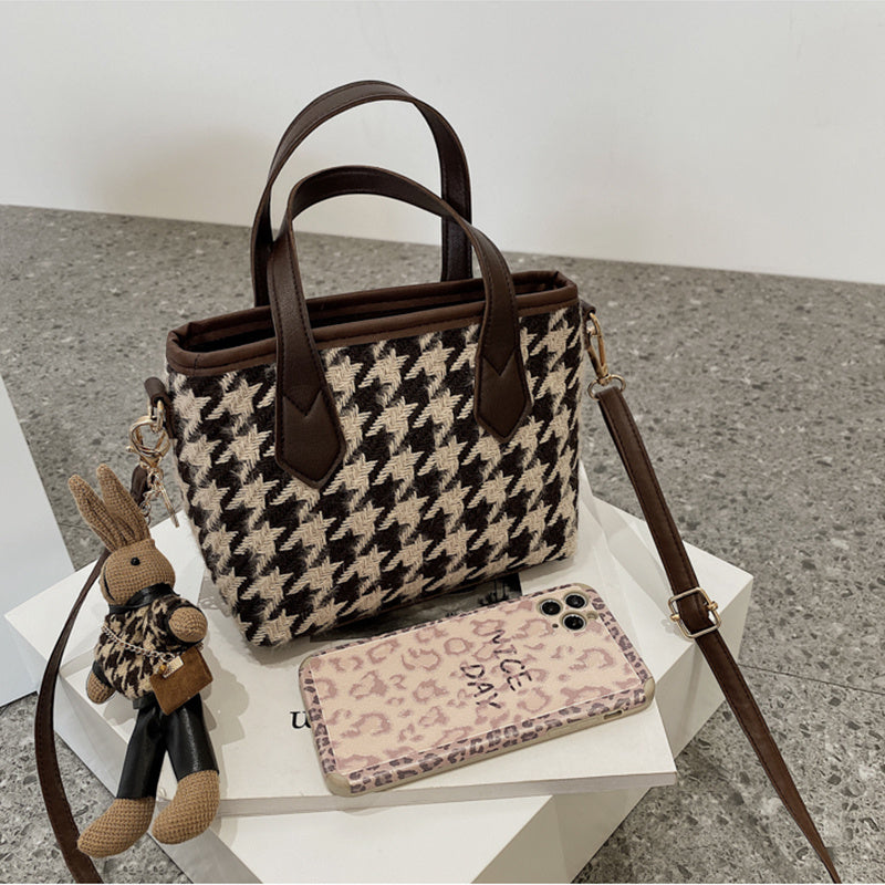 Houndstooth or Checkerboard Fashion Plaid Shoulder Handbag