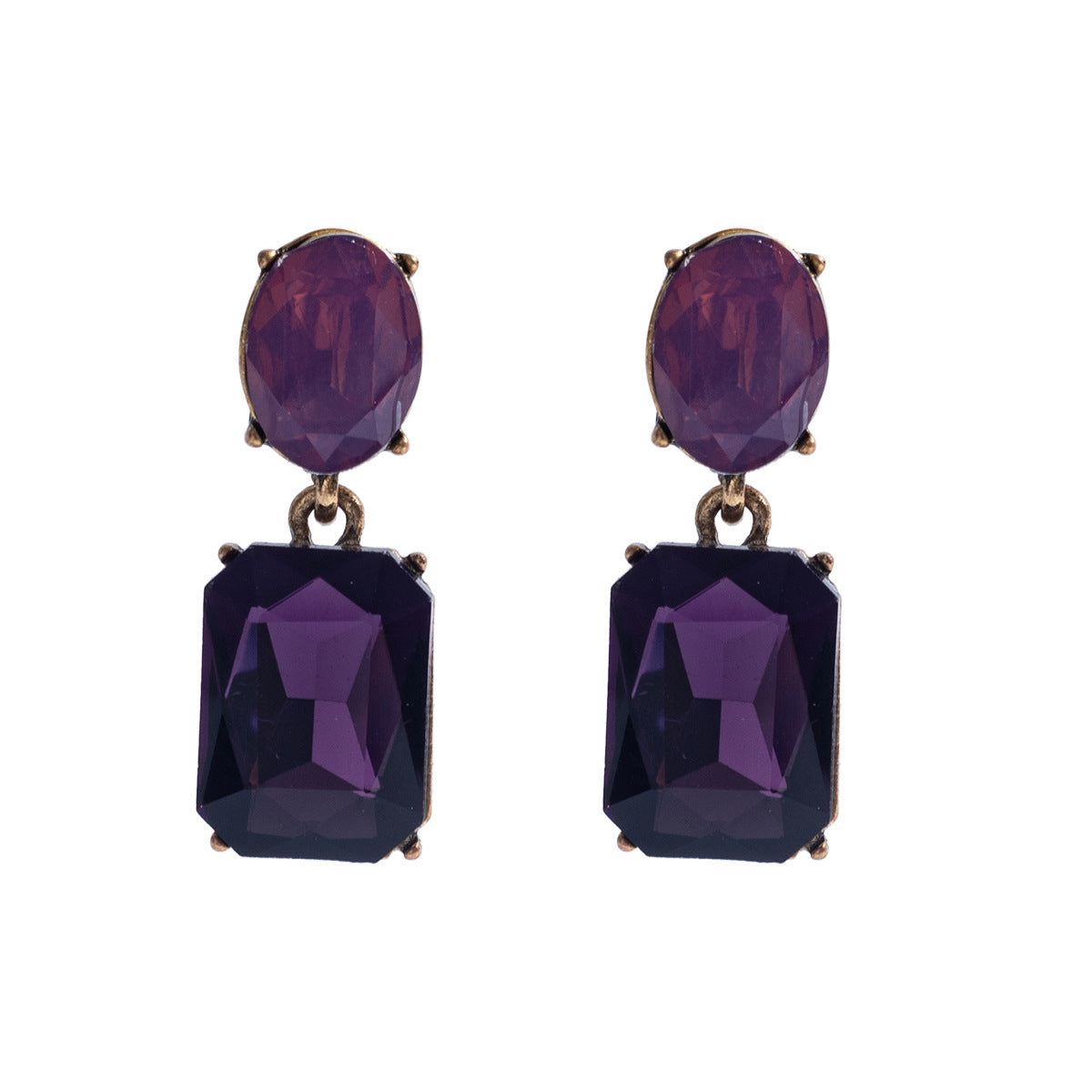 Retro Simple Square Crystal Drop Earrings