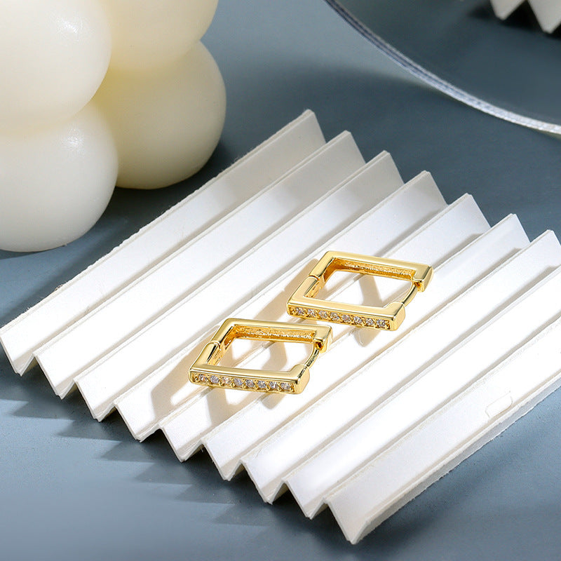 French Twisted Cube Minimalist Elegant Earrings