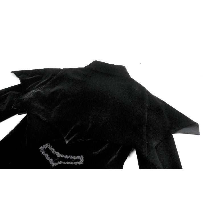 Dark in Love Lilith Officer Velvet High-Collar Coat in Black