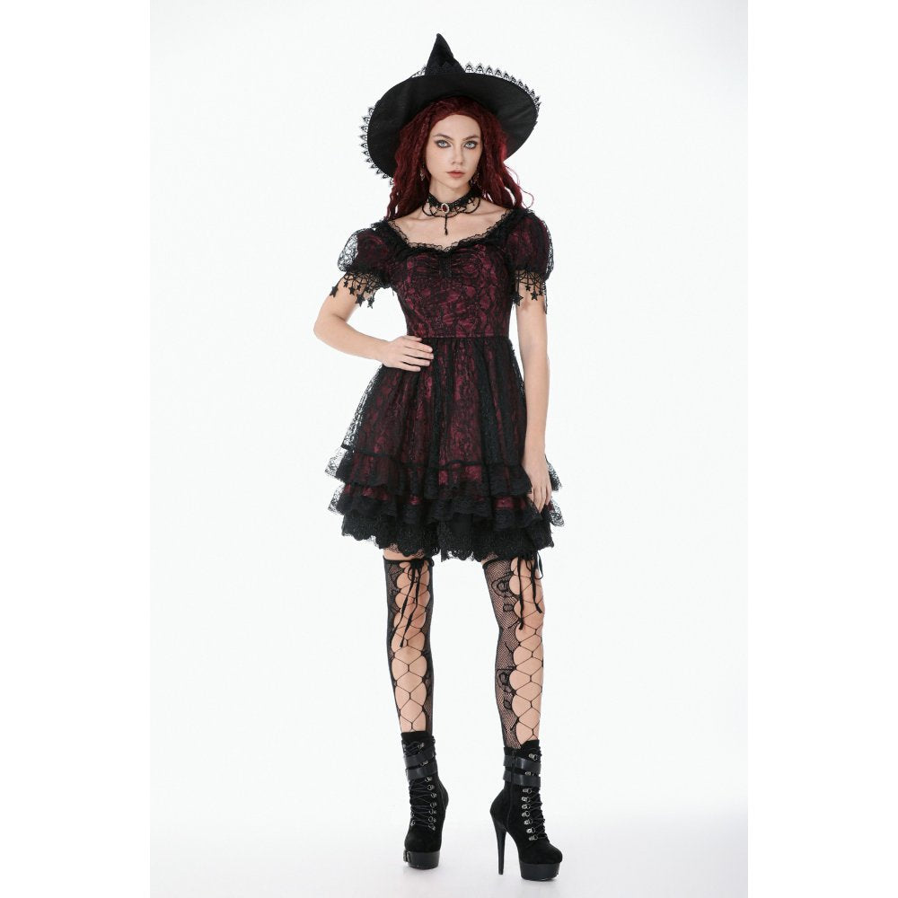 Dark in Love Red Black Lace Princess Dress