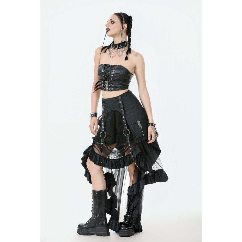 Dark in Love Ravena Buckled Faux Leather Corset Top