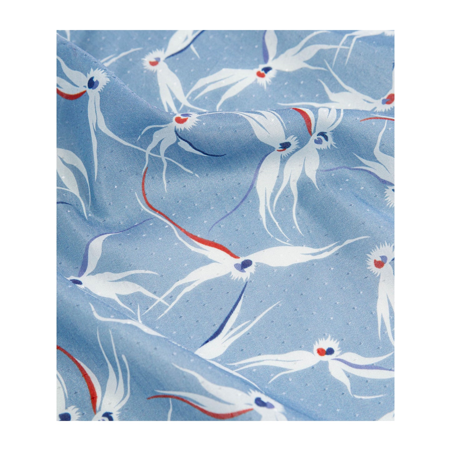 Stylised Bird Print Organic Cotton Silk Scarf