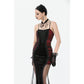 Dark in Love Lilith Red and Black Mesh Panel Goth Gown