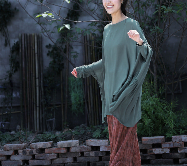 Women's Floaty Baggy Fit, Irregular Hem Smooth Pullover