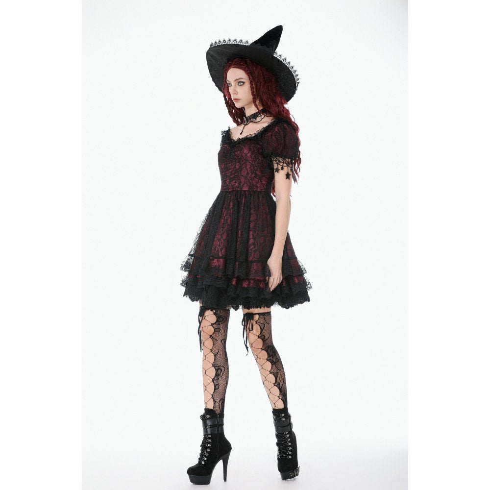 Dark in Love Red Black Lace Princess Dress