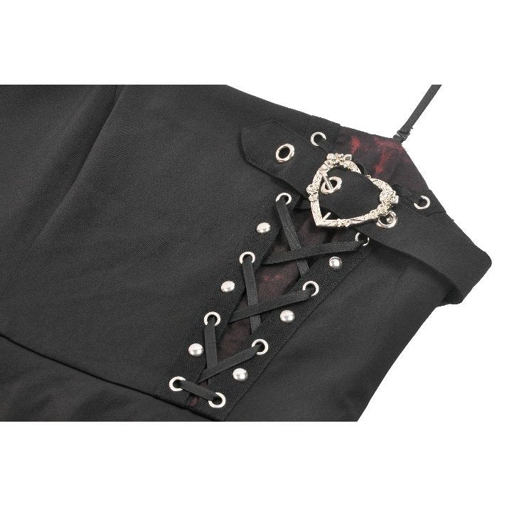 Dark in Love Nyssa Black and Red Strap Detail Goth Mini Dress