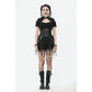 Dark in Love Draven Layered Mesh and Faux Leather Waist Cincher Skirt