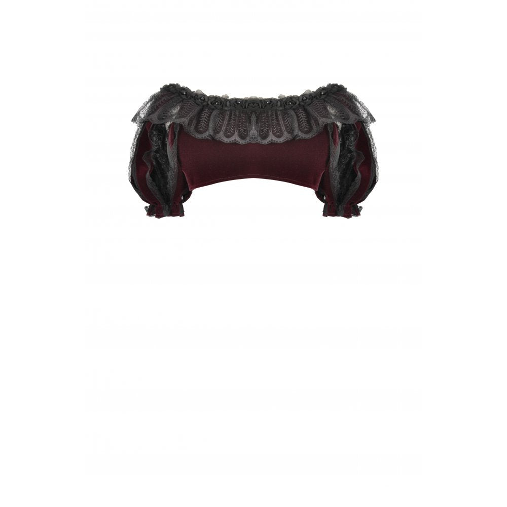 Dark in Love Isolde Velvet and Lace Puff Sleeve Bolero