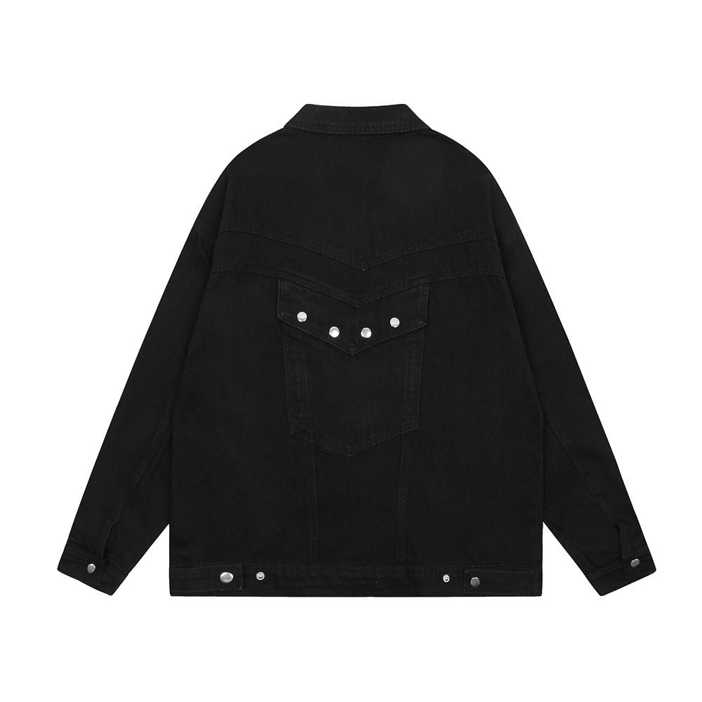 Punk Old Wash Denim Unisex Short Coat