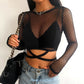 Women's Urban Style Sheer Fishhet Mesh Crop Top