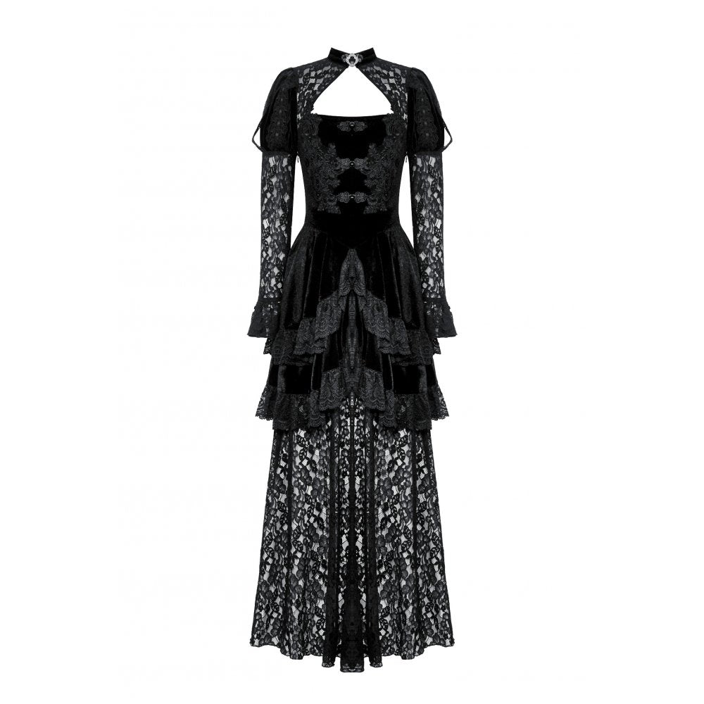 Dark in Love Onyx Romantic Gothic Velvet Lace Princess Gown