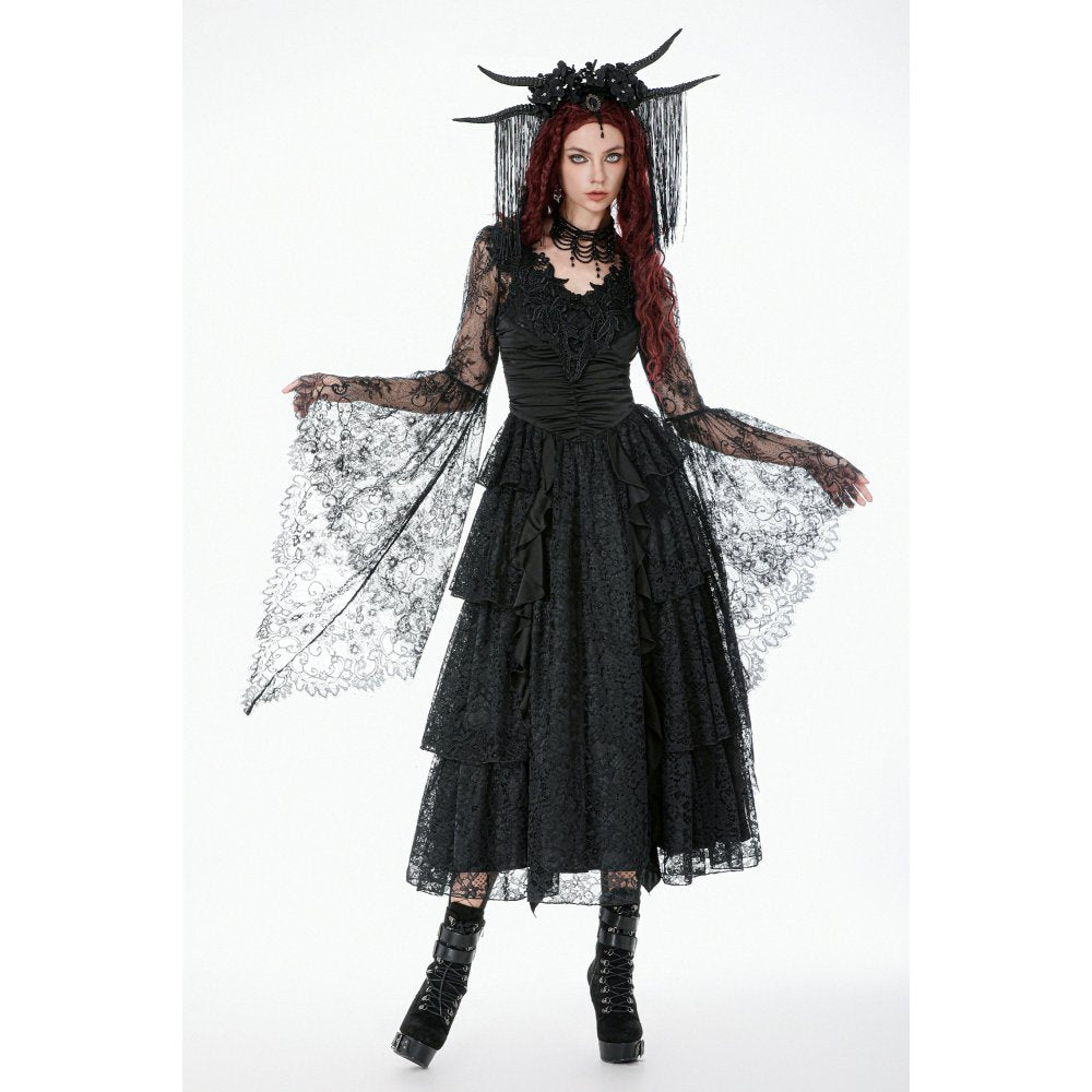 Dark In Love Gothic Lace Bell-Sleeve Cape