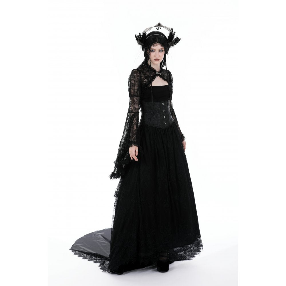 Dark in Love Belladonna Lace-Bell Sleeve Goth Shrug