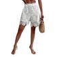 Women's White Lace-Embroidered Elastic-Waist Shorts, Plus Sizes