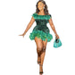 Plus Size Women's Party Dress, Sequins, Feathers, Tutu Skirt, Strapless Dress