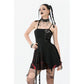 Dark in Love Nyssa Black and Red Strap Detail Goth Mini Dress