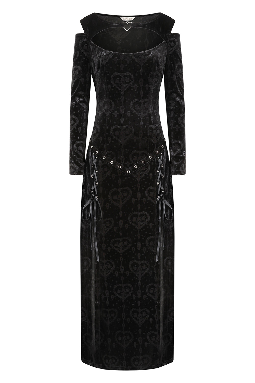 Banned Amara Gothic Burnout Velvet Long Dress