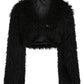 Banned Zafira Shaggy Black Faux Fur Cropped Jacket