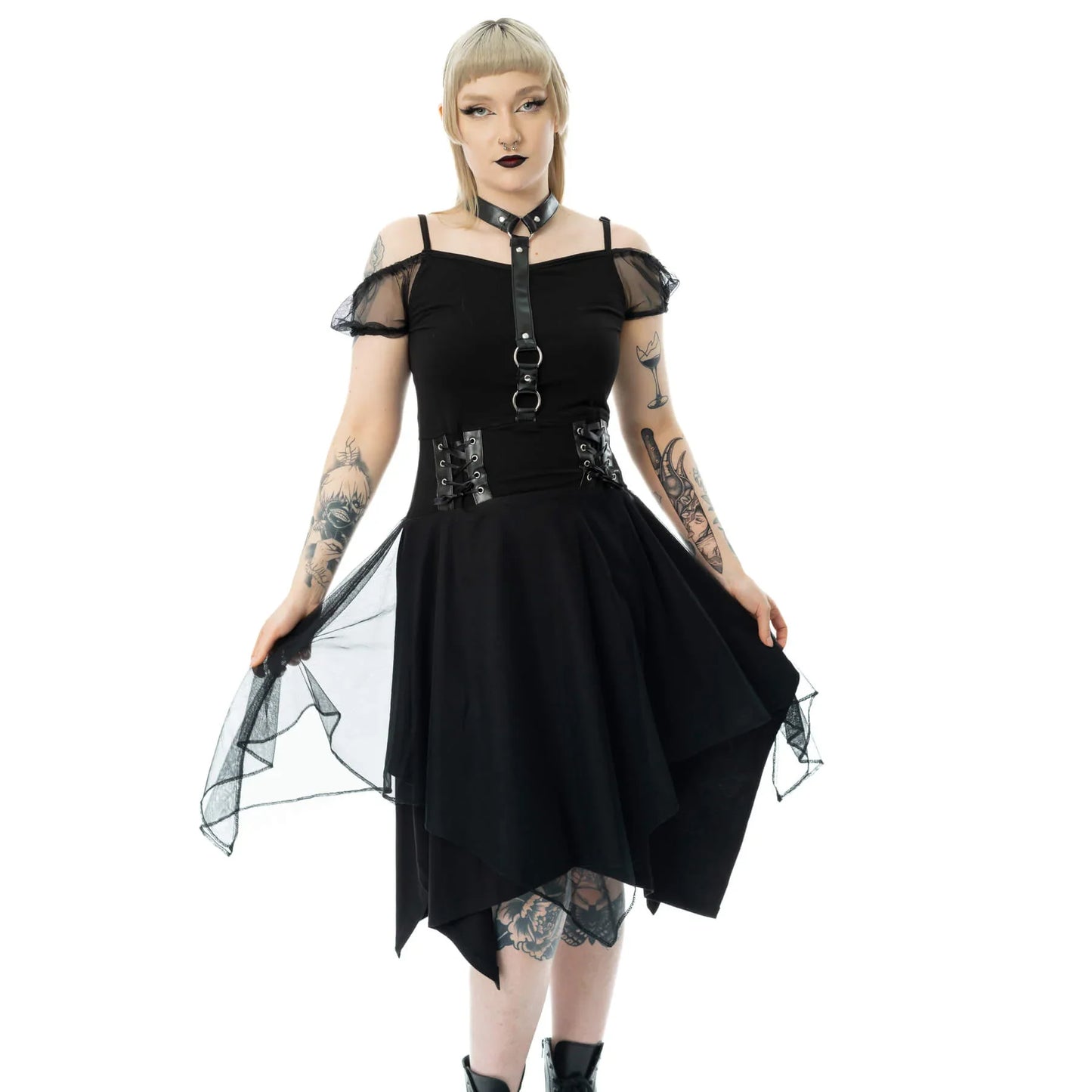 Poizen Industries Banshee Gothic Layered Mini Dress