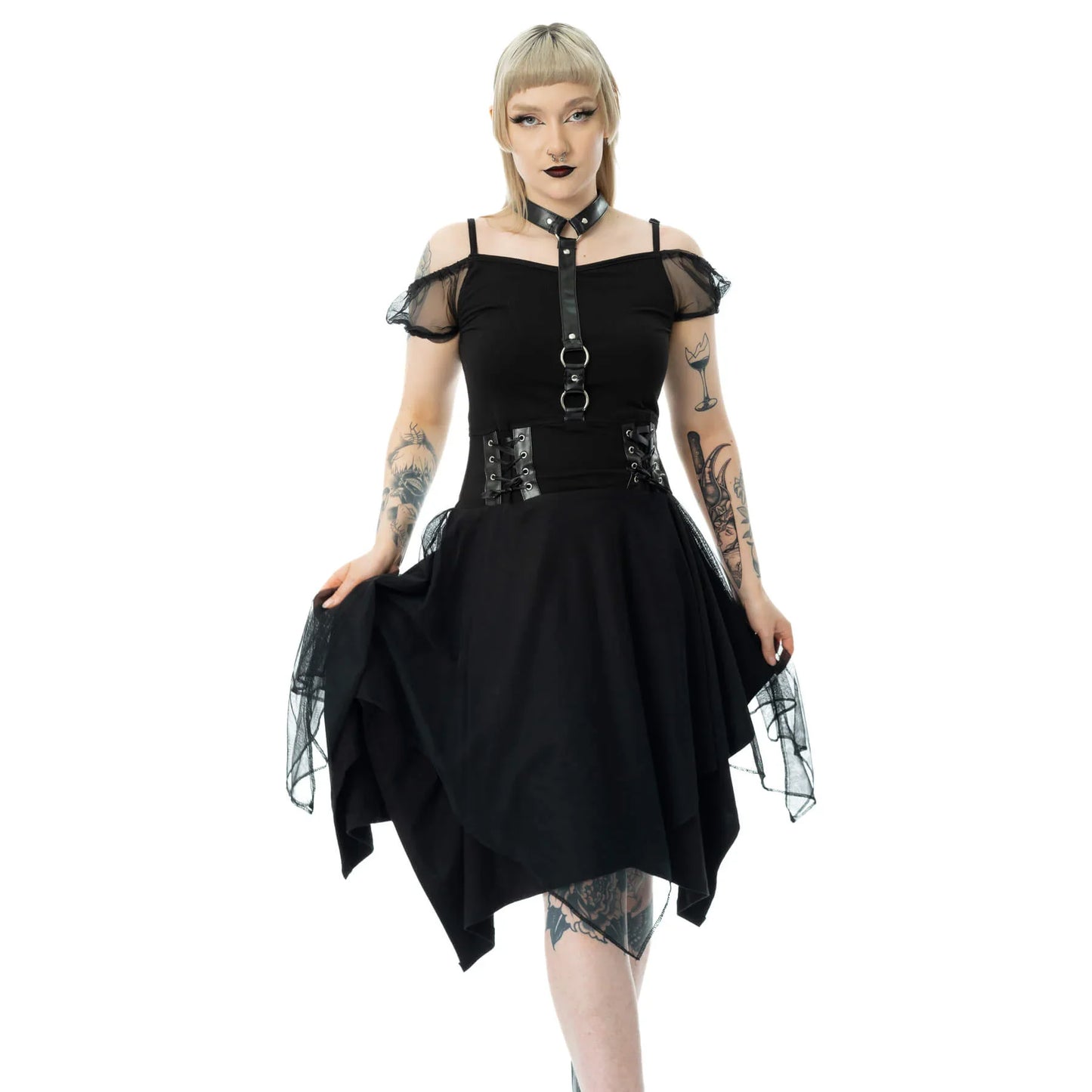 Poizen Industries Banshee Gothic Layered Mini Dress