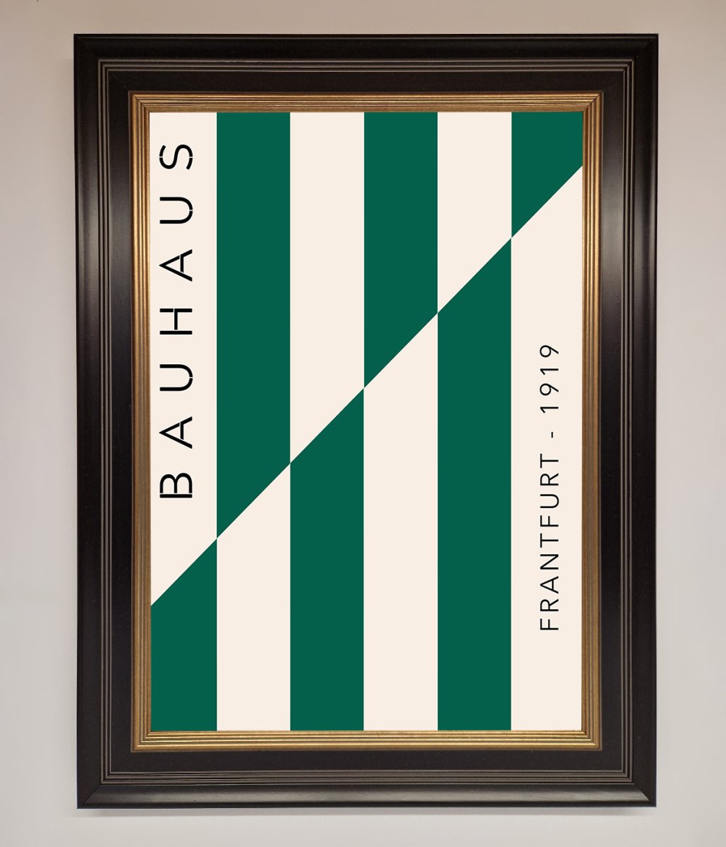 Bauhaus Green and White Framed Print