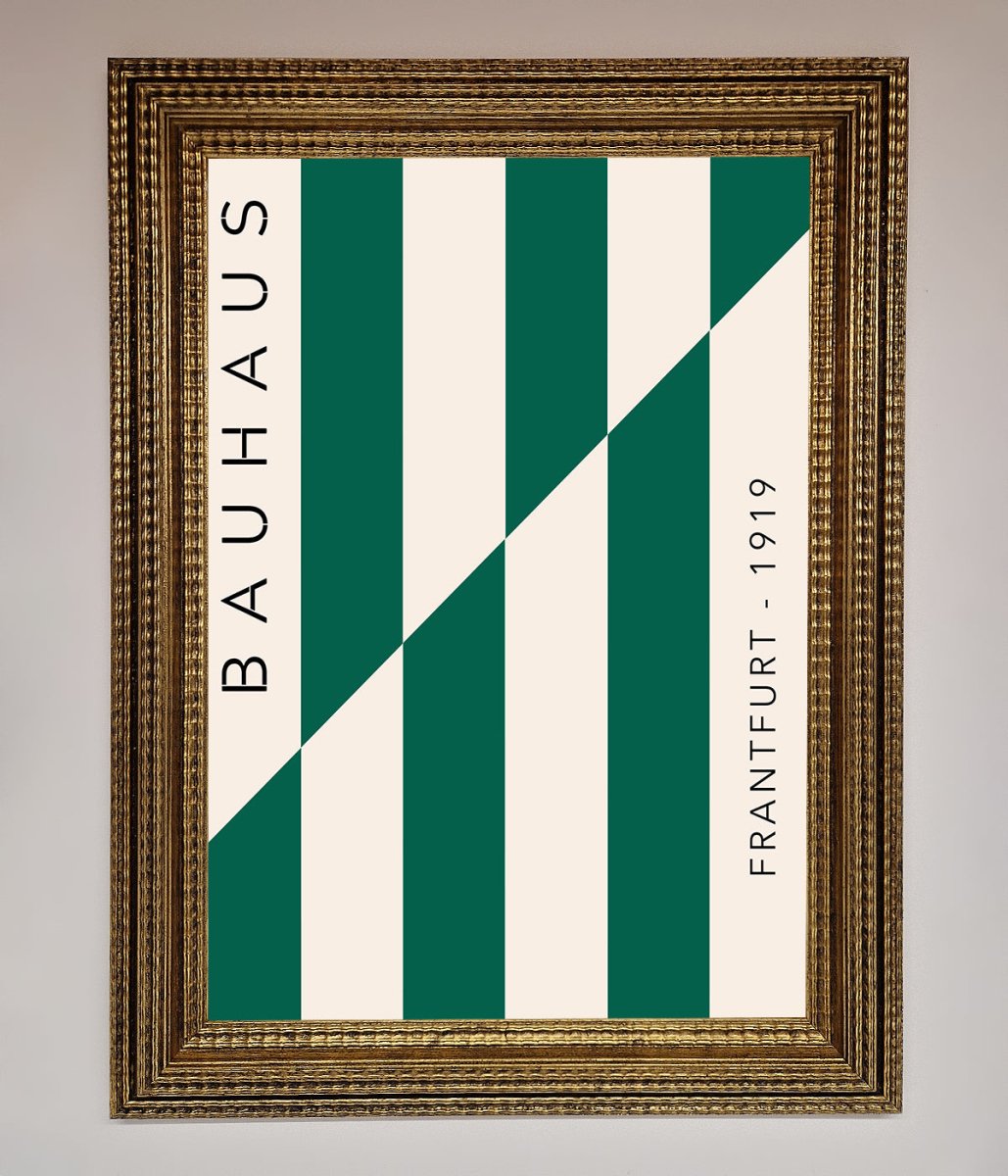 Bauhaus Green and White Framed Print