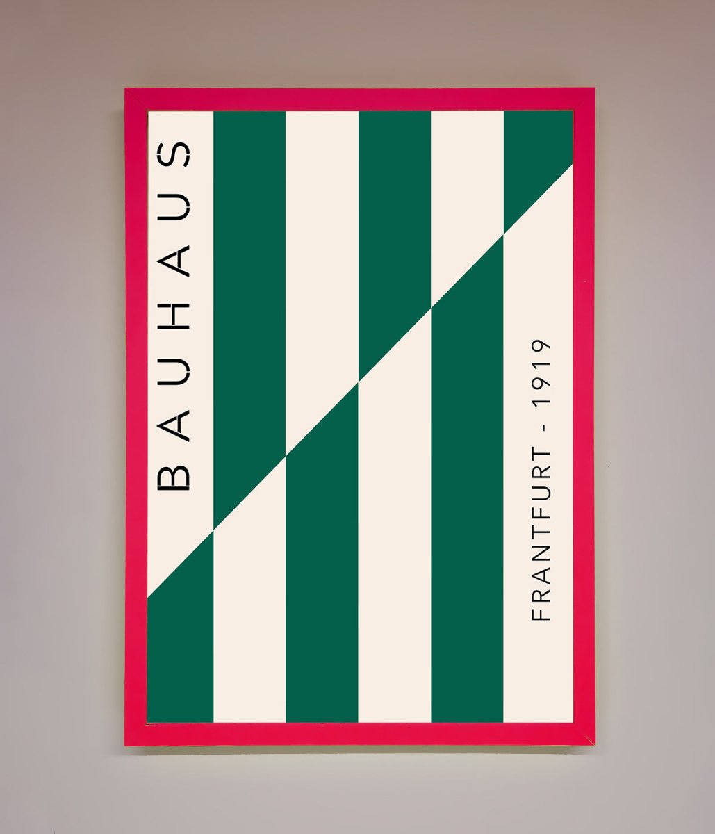 Bauhaus Green and White Framed Print