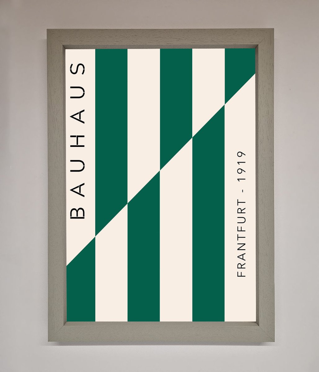 Bauhaus Green and White Framed Print