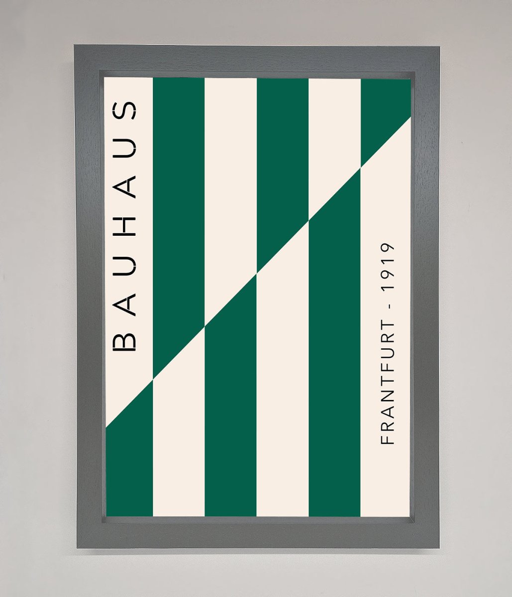 Bauhaus Green and White Framed Print